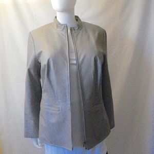 Alfani Women Gray Genuine 100% Leather Jacket 1x